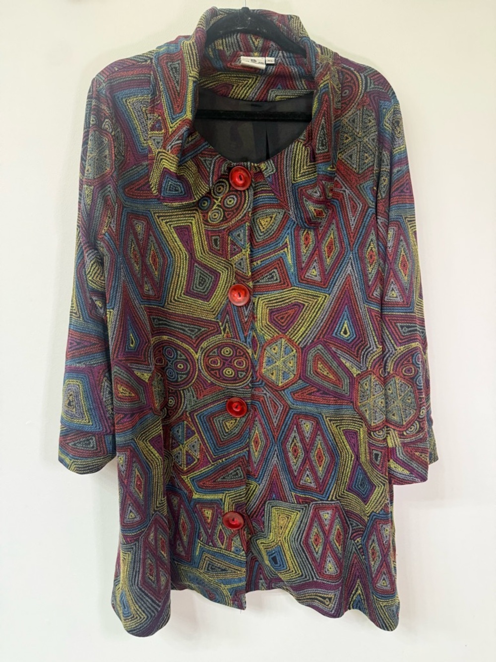 Parsley & Sage Multicolor Patterned Jacket with Red Accents women size XLarge
